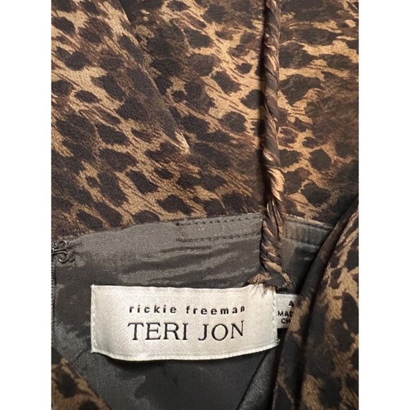 Teri Jon SIlk Maxi Dress 4 Small Black Brown Strappy Flowy Ruffle Y2K - Picture 12 of 13